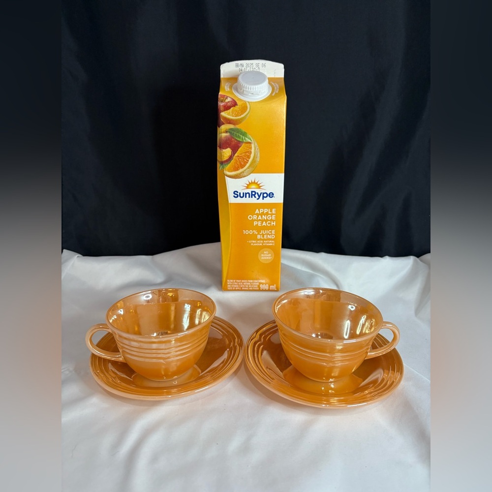 2-Fire King lustre cup and saucer sets